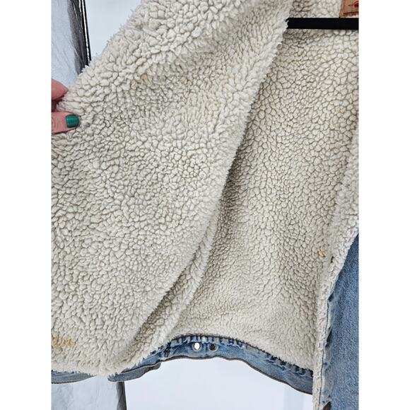 Vintage Levi's men's Sz M regular fit sherpa denim trucker jacket Blue Jean - Picture 5 of 6